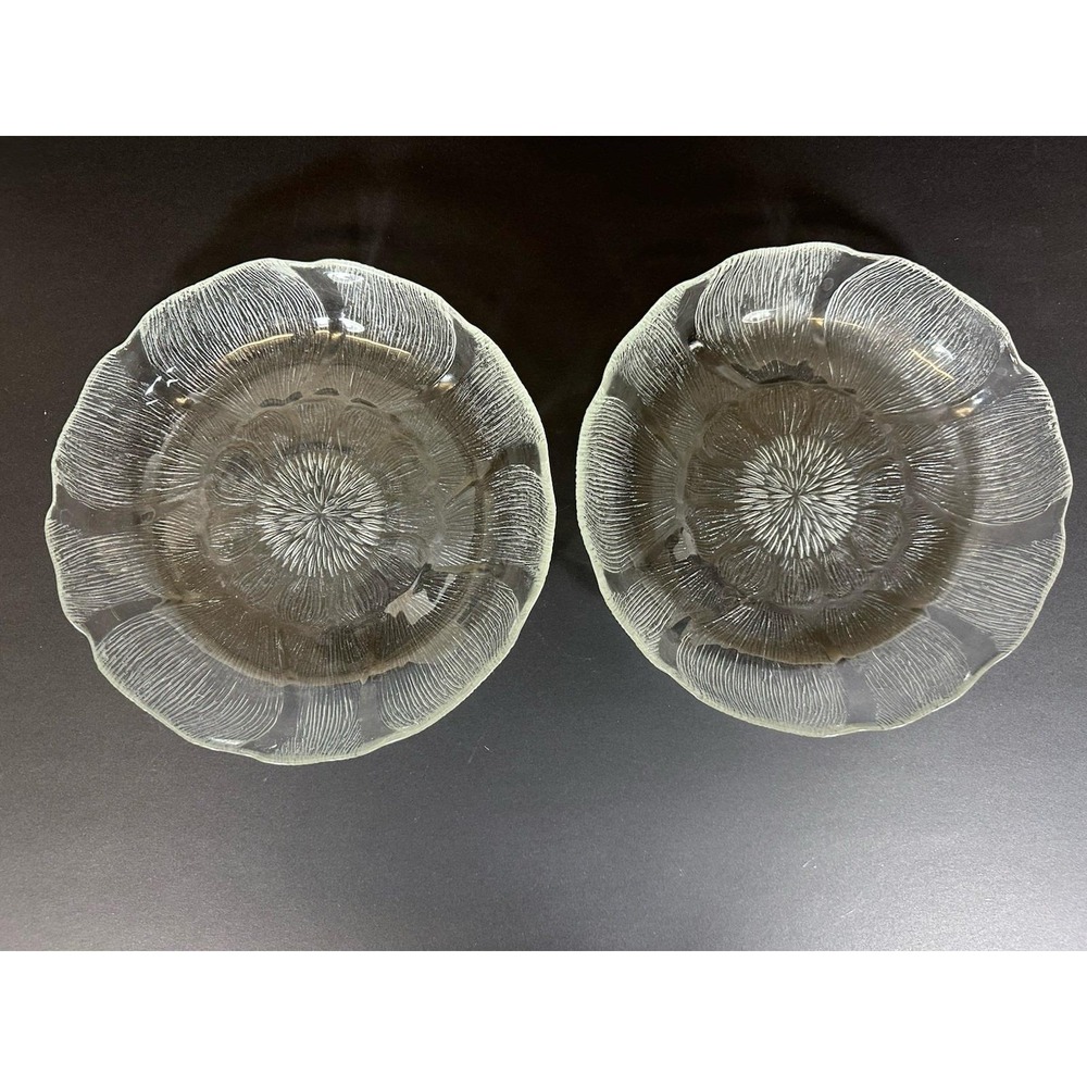 Arcoroc Fleur Glass Coupe Soup Bowls 8" Set Of 2